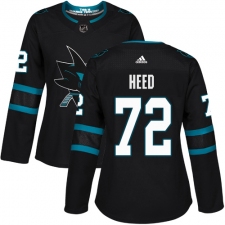 Women's Adidas San Jose Sharks #72 Tim Heed Premier Black Alternate NHL Jersey