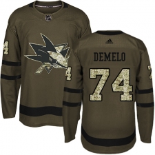 Youth Adidas San Jose Sharks #74 Dylan DeMelo Premier Green Salute to Service NHL Jersey