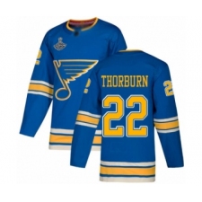 Men's St. Louis Blues #22 Chris Thorburn Authentic Navy Blue Alternate 2019 Stanley Cup Champions Hockey Jersey