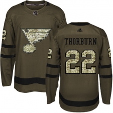 Youth Adidas St. Louis Blues #22 Chris Thorburn Premier Green Salute to Service NHL Jersey