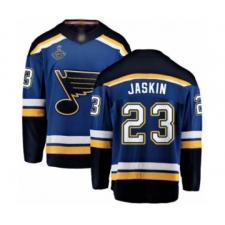 Men's St. Louis Blues #23 Dmitrij Jaskin Fanatics Branded Royal Blue Home Breakaway 2019 Stanley Cup Champions Hockey Jersey