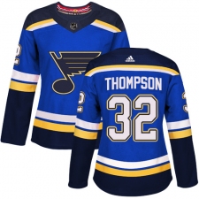 Women's Adidas St. Louis Blues #32 Tage Thompson Premier Royal Blue Home NHL Jersey