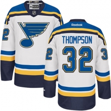 Women's Reebok St. Louis Blues #32 Tage Thompson Authentic White Away NHL Jersey