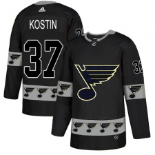 Men's Adidas St. Louis Blues #37 Klim Kostin Authentic Black Team Logo Fashion NHL Jersey