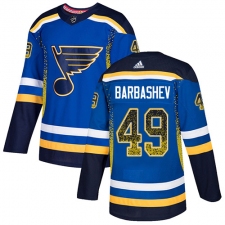 Men's Adidas St. Louis Blues #49 Ivan Barbashev Authentic Blue Drift Fashion NHL Jersey