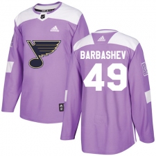 Men's Adidas St. Louis Blues #49 Ivan Barbashev Authentic Purple Fights Cancer Practice NHL Jersey