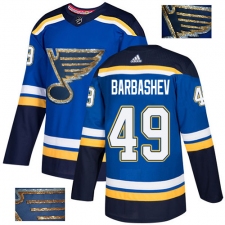 Men's Adidas St. Louis Blues #49 Ivan Barbashev Authentic Royal Blue Fashion Gold NHL Jersey