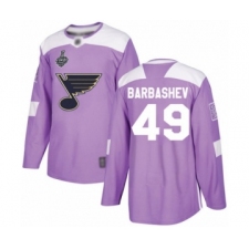 Men's St. Louis Blues #49 Ivan Barbashev Authentic Purple Fights Cancer Practice 2019 Stanley Cup Final Bound Hockey Jersey