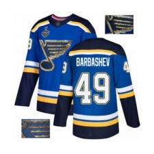 Men's St. Louis Blues #49 Ivan Barbashev Authentic Royal Blue Fashion Gold 2019 Stanley Cup Final Bound Hockey Jersey