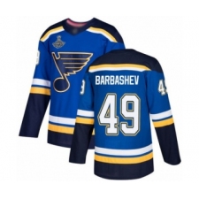 Men's St. Louis Blues #49 Ivan Barbashev Authentic Royal Blue Home 2019 Stanley Cup Champions Hockey Jersey