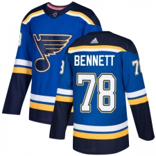 Men's Adidas St. Louis Blues #78 Beau Bennett Authentic Royal Blue Home NHL Jersey