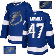 Men's Adidas Tampa Bay Lightning #47 Jonne Tammela Authentic Royal Blue Fashion Gold NHL Jersey