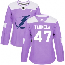 Women's Adidas Tampa Bay Lightning #47 Jonne Tammela Authentic Purple Fights Cancer Practice NHL Jersey