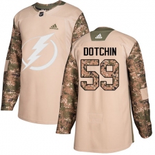Youth Adidas Tampa Bay Lightning #59 Jake Dotchin Authentic Camo Veterans Day Practice NHL Jersey
