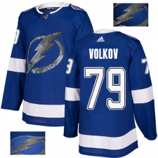 Men's Adidas Tampa Bay Lightning #79 Alexander Volkov Authentic Royal Blue Fashion Gold NHL Jersey