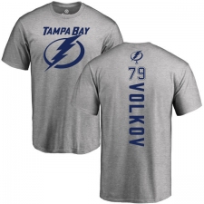 NHL Adidas Tampa Bay Lightning #79 Alexander Volkov Ash Backer T-Shirt