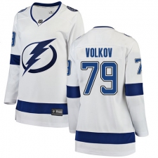 Women's Tampa Bay Lightning #79 Alexander Volkov Fanatics Branded White Away Breakaway NHL Jersey