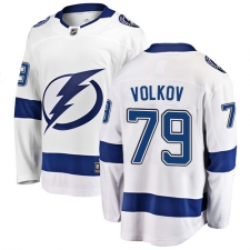 Youth Tampa Bay Lightning #79 Alexander Volkov Fanatics Branded White Away Breakaway NHL Jersey