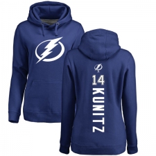 NHL Women's Adidas Tampa Bay Lightning #14 Chris Kunitz Royal Blue Backer Pullover Hoodie