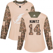 Women's Adidas Tampa Bay Lightning #14 Chris Kunitz Authentic Camo Veterans Day Practice NHL Jersey