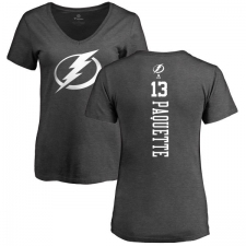 NHL Women's Adidas Tampa Bay Lightning #13 Cedric Paquette Charcoal One Color Backer T-Shirt