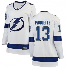Women's Tampa Bay Lightning #13 Cedric Paquette Fanatics Branded White Away Breakaway NHL Jersey
