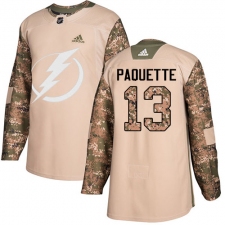 Youth Adidas Tampa Bay Lightning #13 Cedric Paquette Authentic Camo Veterans Day Practice NHL Jersey