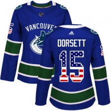 Women's Adidas Vancouver Canucks #15 Derek Dorsett Authentic Blue USA Flag Fashion NHL Jersey