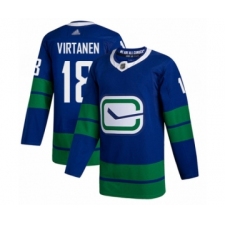 Men's Vancouver Canucks #18 Jake Virtanen Authentic Royal Blue Alternate Hockey Jersey