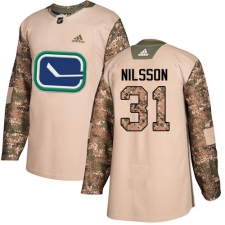 Men's Adidas Vancouver Canucks #31 Anders Nilsson Authentic Camo Veterans Day Practice NHL Jersey