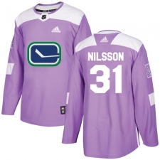 Youth Adidas Vancouver Canucks #31 Anders Nilsson Authentic Purple Fights Cancer Practice NHL Jersey