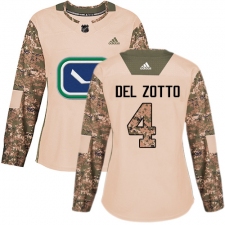 Women's Adidas Vancouver Canucks #4 Michael Del Zotto Authentic Camo Veterans Day Practice NHL Jersey