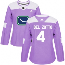 Women's Adidas Vancouver Canucks #4 Michael Del Zotto Authentic Purple Fights Cancer Practice NHL Jersey