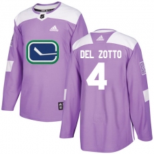 Youth Adidas Vancouver Canucks #4 Michael Del Zotto Authentic Purple Fights Cancer Practice NHL Jersey