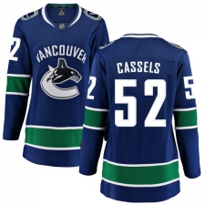 Women's Vancouver Canucks #52 Cole Cassels Fanatics Branded Blue Home Breakaway NHL Jersey