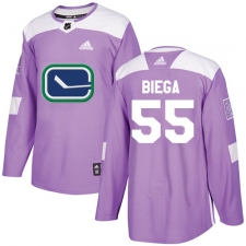 Men's Adidas Vancouver Canucks #55 Alex Biega Authentic Purple Fights Cancer Practice NHL Jersey