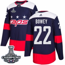 Men's Adidas Washington Capitals #22 Madison Bowey Authentic Navy Blue 2018 Stadium Series 2018 Stanley Cup Final Champions NHL Jersey