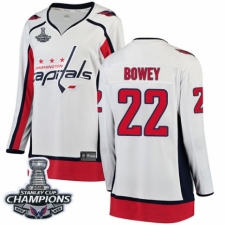Women's Washington Capitals #22 Madison Bowey Fanatics Branded White Away Breakaway 2018 Stanley Cup Final Champions NHL Jersey