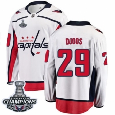 Men's Washington Capitals #29 Christian Djoos Fanatics Branded White Away Breakaway 2018 Stanley Cup Final Champions NHL Jersey