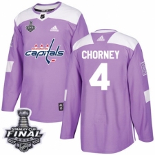 Men's Adidas Washington Capitals #4 Taylor Chorney Authentic Purple Fights Cancer Practice 2018 Stanley Cup Final NHL Jersey