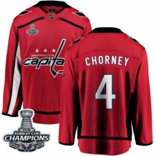 Men's Washington Capitals #4 Taylor Chorney Fanatics Branded Red Home Breakaway 2018 Stanley Cup Final Champions NHL Jersey