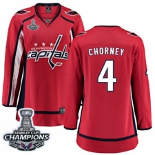 Women's Washington Capitals #4 Taylor Chorney Fanatics Branded Red Home Breakaway 2018 Stanley Cup Final Champions NHL Jersey