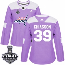 Women's Adidas Washington Capitals #39 Alex Chiasson Authentic Purple Fights Cancer Practice 2018 Stanley Cup Final NHL Jersey