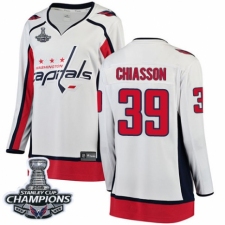 Women's Washington Capitals #39 Alex Chiasson Fanatics Branded White Away Breakaway 2018 Stanley Cup Final Champions NHL Jersey