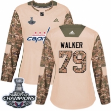 Women's Adidas Washington Capitals #79 Nathan Walker Authentic Camo Veterans Day Practice 2018 Stanley Cup Final Champions NHL Jersey