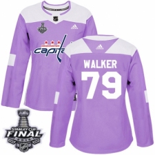 Women's Adidas Washington Capitals #79 Nathan Walker Authentic Purple Fights Cancer Practice 2018 Stanley Cup Final NHL Jersey