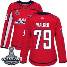 Women's Adidas Washington Capitals #79 Nathan Walker Authentic Red Home 2018 Stanley Cup Final Champions NHL Jersey
