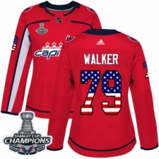 Women's Adidas Washington Capitals #79 Nathan Walker Authentic Red USA Flag Fashion 2018 Stanley Cup Final Champions NHL Jersey