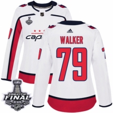 Women's Adidas Washington Capitals #79 Nathan Walker Authentic White Away 2018 Stanley Cup Final NHL Jersey