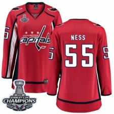 Women's Washington Capitals #55 Aaron Ness Fanatics Branded Red Home Breakaway 2018 Stanley Cup Final Champions NHL Jersey